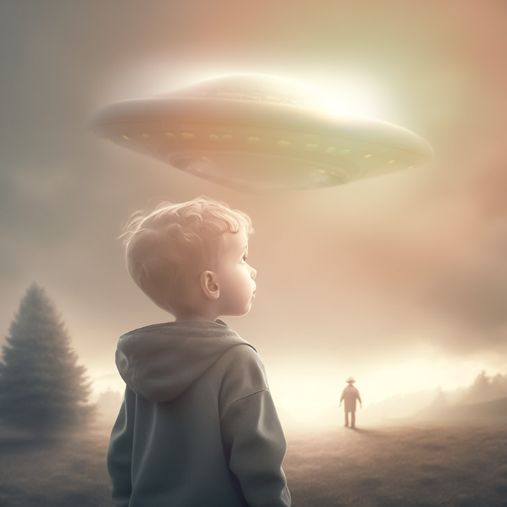 A boy and UFO